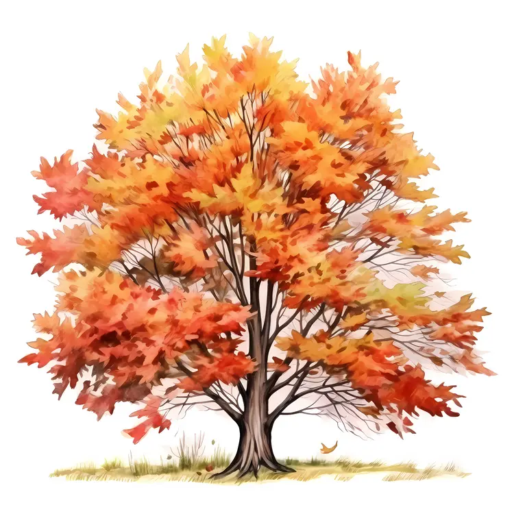 Vibrant Autumn Tree with Orange Leaves