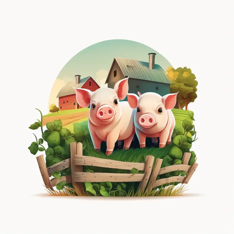 Cute Pigs on a Farm