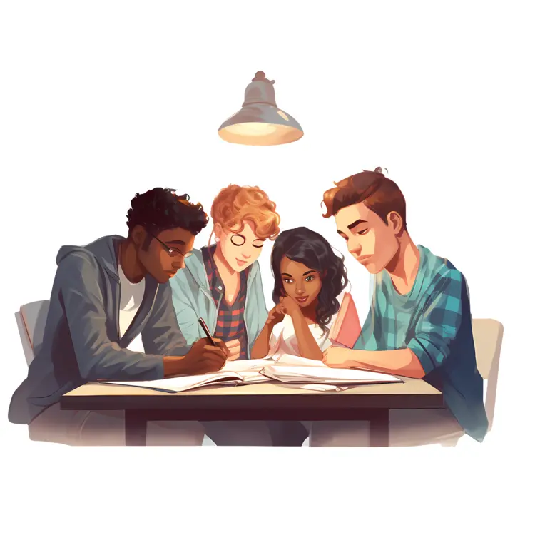 Students Collaborating in Study Group