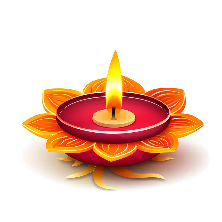 Decorative Candle with Bright Flame for Diwali