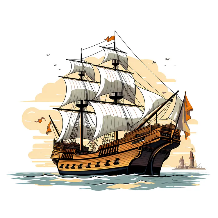 Sailing Ship in Calm Waters