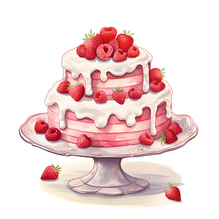 Strawberry Cake with Fresh Berries