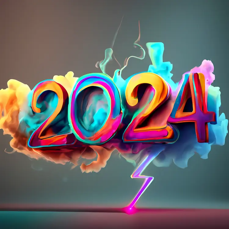 Colorful 2024 with Festive Background