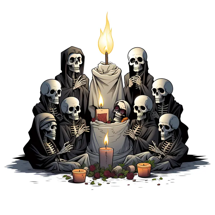 Group of Skeletons with Candles
