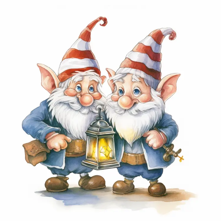Cute Gnomes with Lantern for Christmas