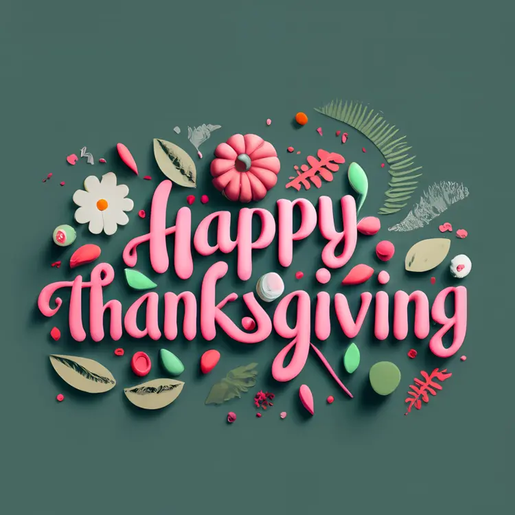Happy Thanksgiving with Pumpkin and Leaves