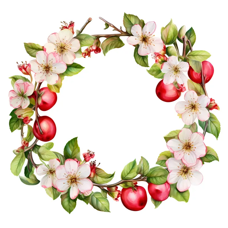 Beautiful Floral Wreath with Apples