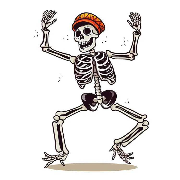 Dancing Skeleton with Colorful Hat