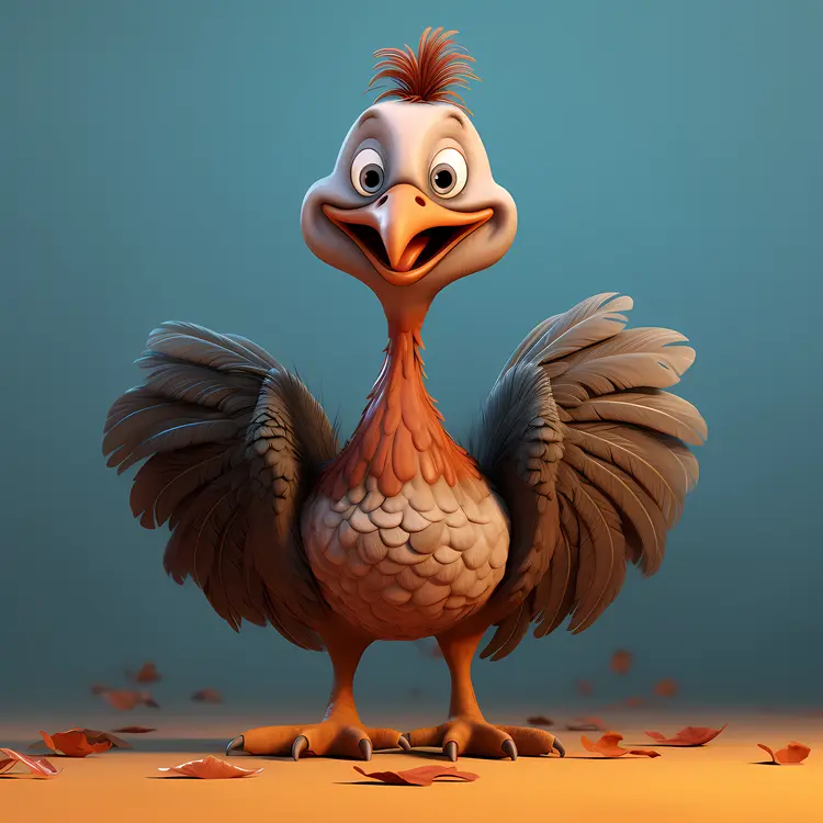 Cute Cartoon Bird with Feathers