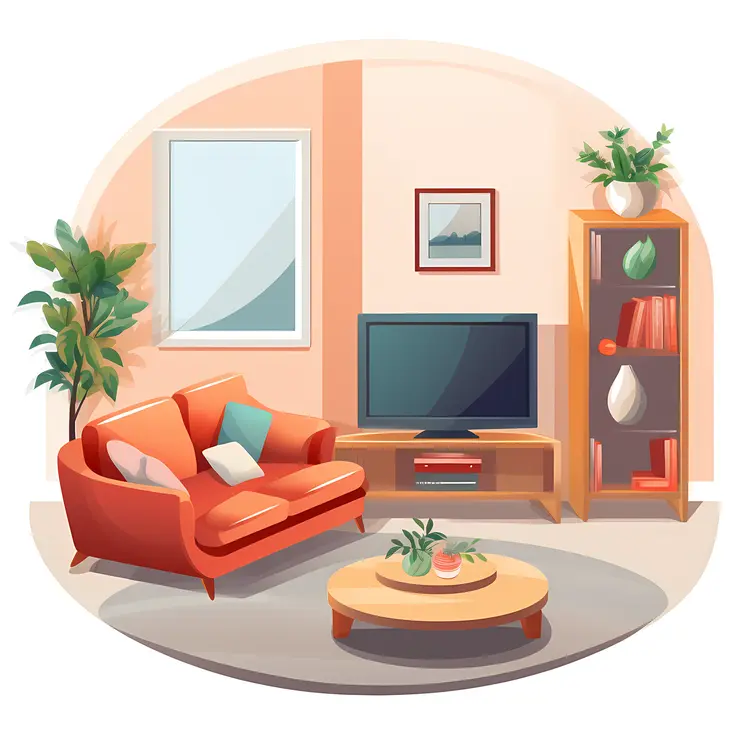 Modern Living Room with TV