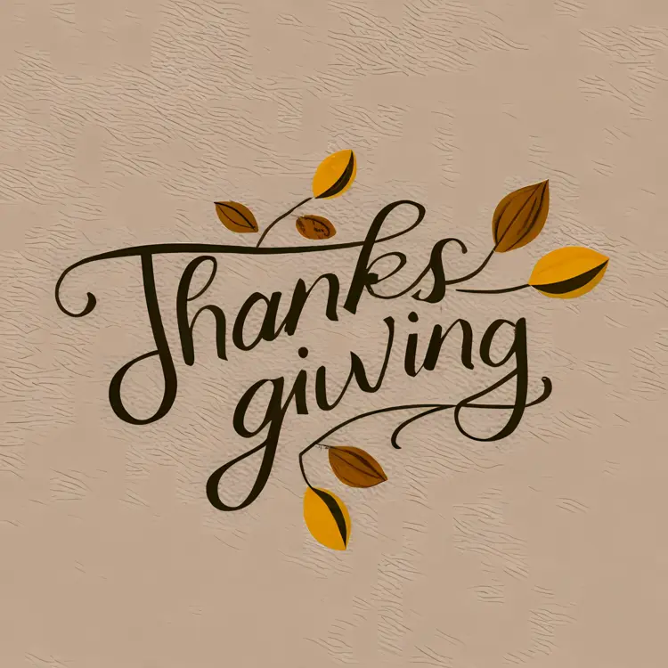 Thanksgiving Text with Autumn Leaves