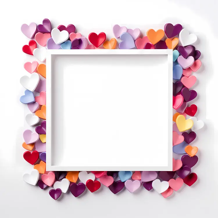 Heart Frame with Colorful Paper Hearts