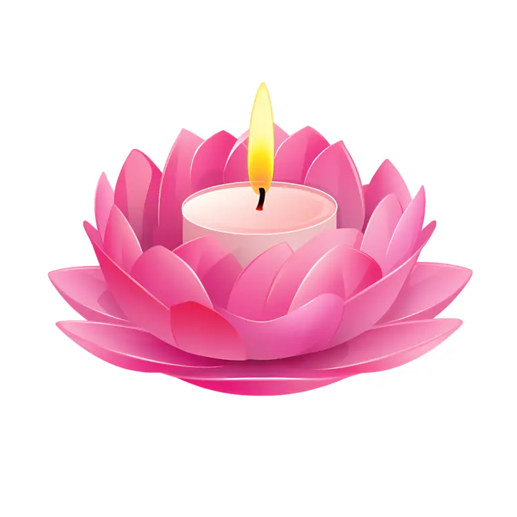 Pink Lotus Candle with Flame