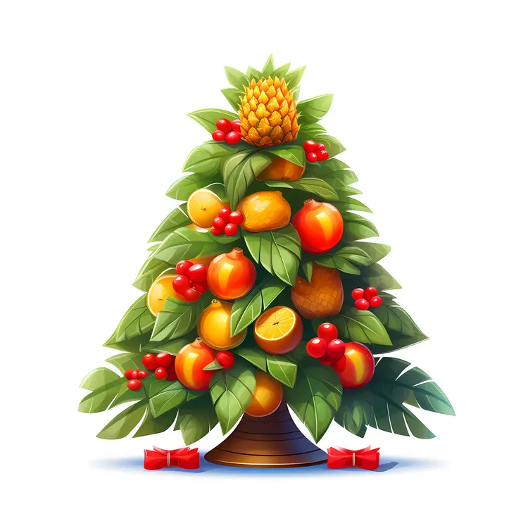 Fruit Christmas Tree with Pineapple and Oranges