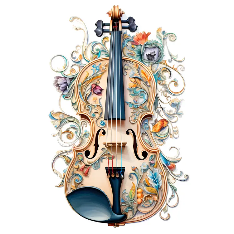 Floral Artistic Violin