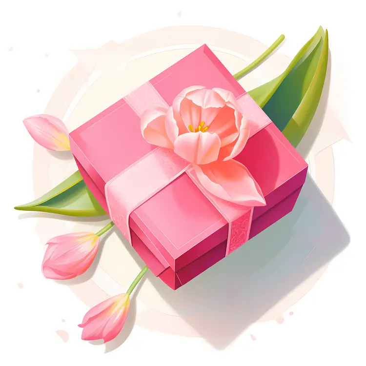 Pink Gift Box with Tulip
