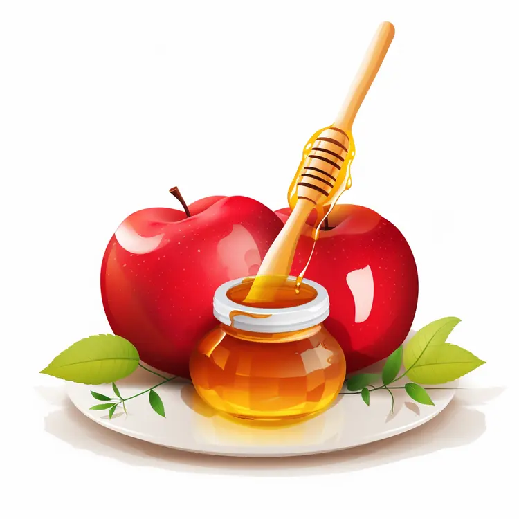 Honey Jar with Apples for Rosh Hashanah Celebration