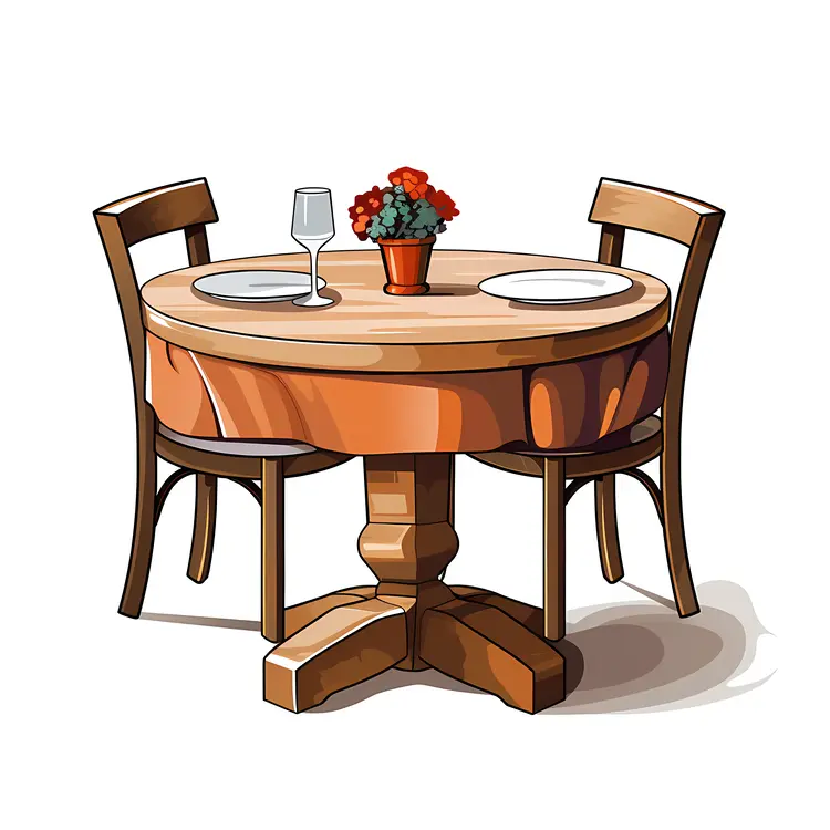 Round Wooden Dining Table with Chairs