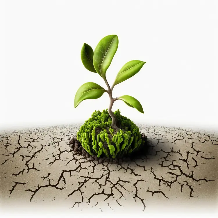 Green Plant Growing on Cracked Soil