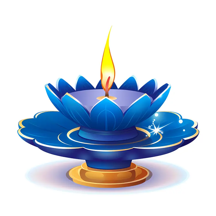 Blue Candle with Golden Base