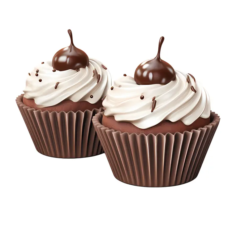 Chocolate Cupcakes with Creamy Frosting and Chocolate Drops