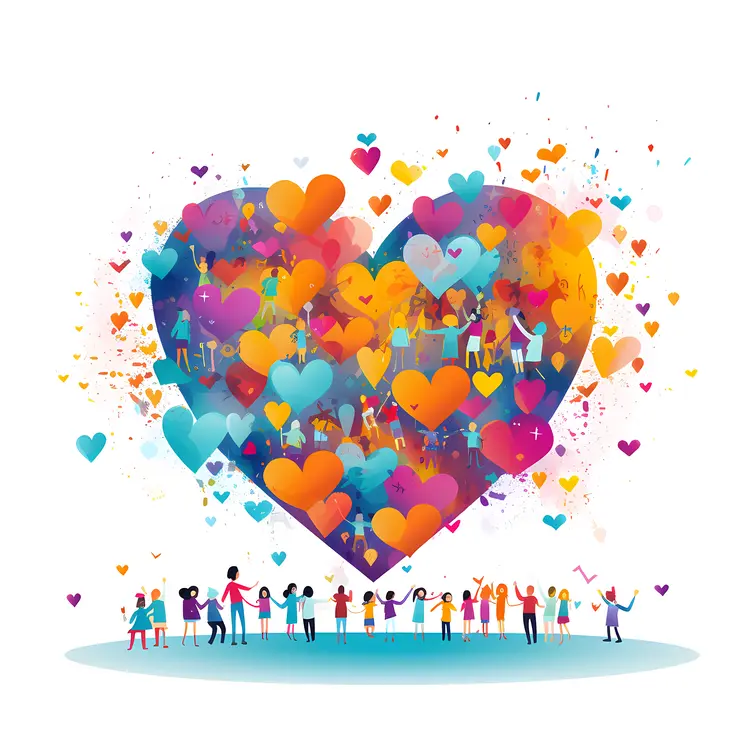 Children Holding Hands with Colorful Heart