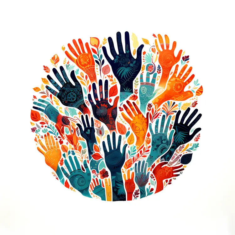 Colorful Hands in a Circle