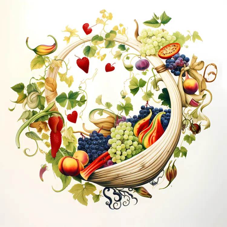 Autumn Harvest Fruit Basket with Grapes and Strawberries