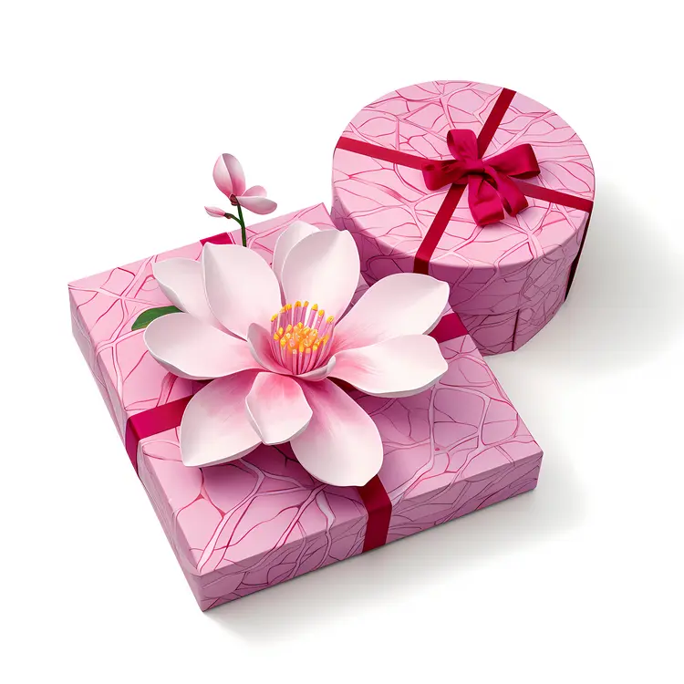 Pink Gift Boxes with Flowers