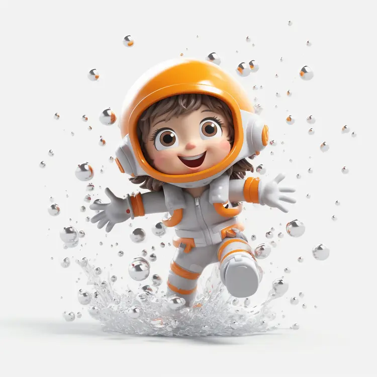 Cute Child Astronaut in Orange Suit Splashing Water
Cute Child Astronaut in Orange Suit Splashing Water