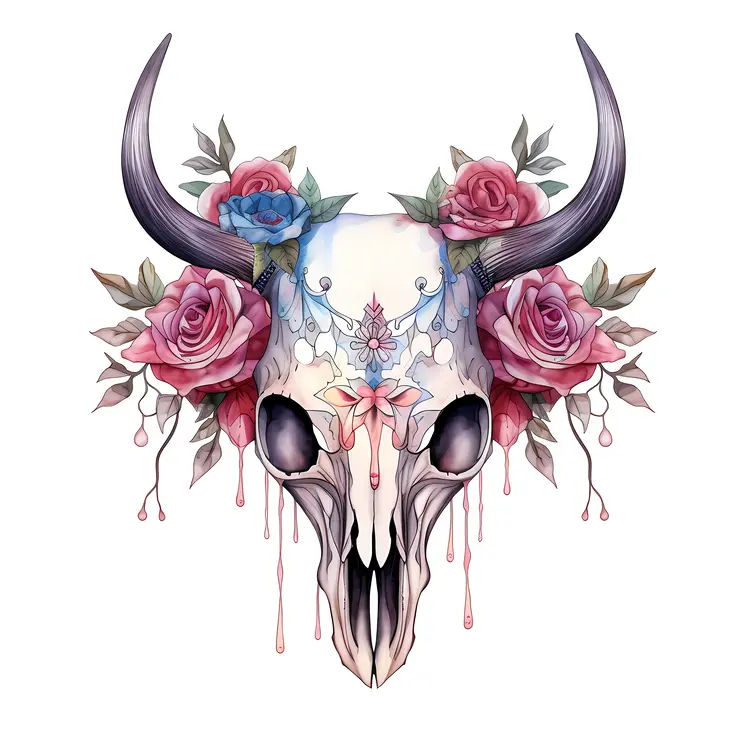 Artistic Skull with Floral Design