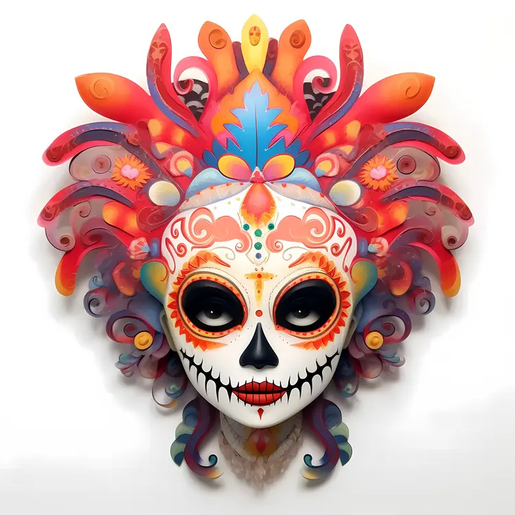 Colorful Decorative Sugar Skull for Day of the Dead Celebration