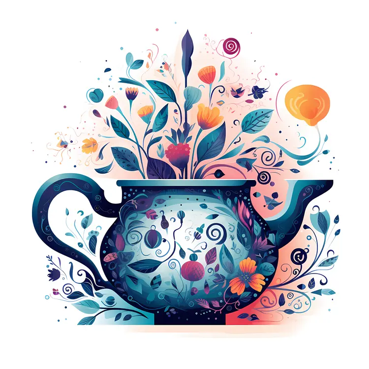 Colorful Floral Teapot
