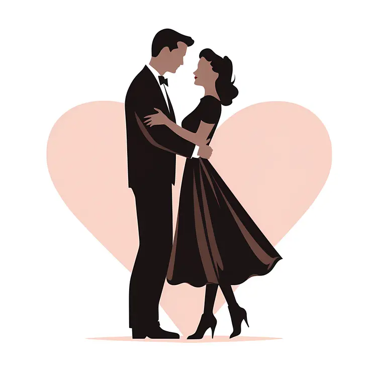 Vintage Couple with Heart Background