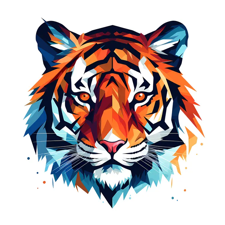 Colorful Geometric Tiger Head