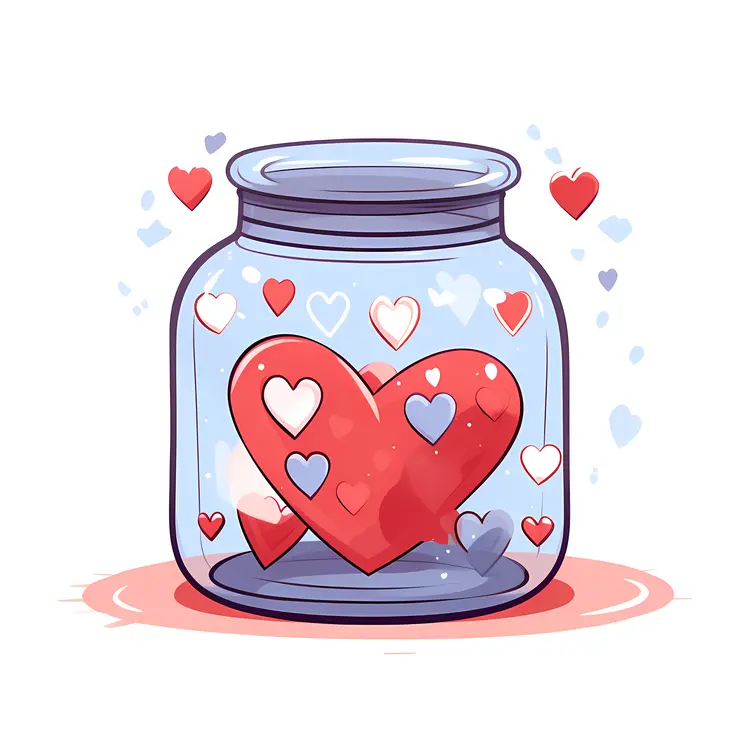 Cute Heart in a Jar Illustration for Valentine's Day