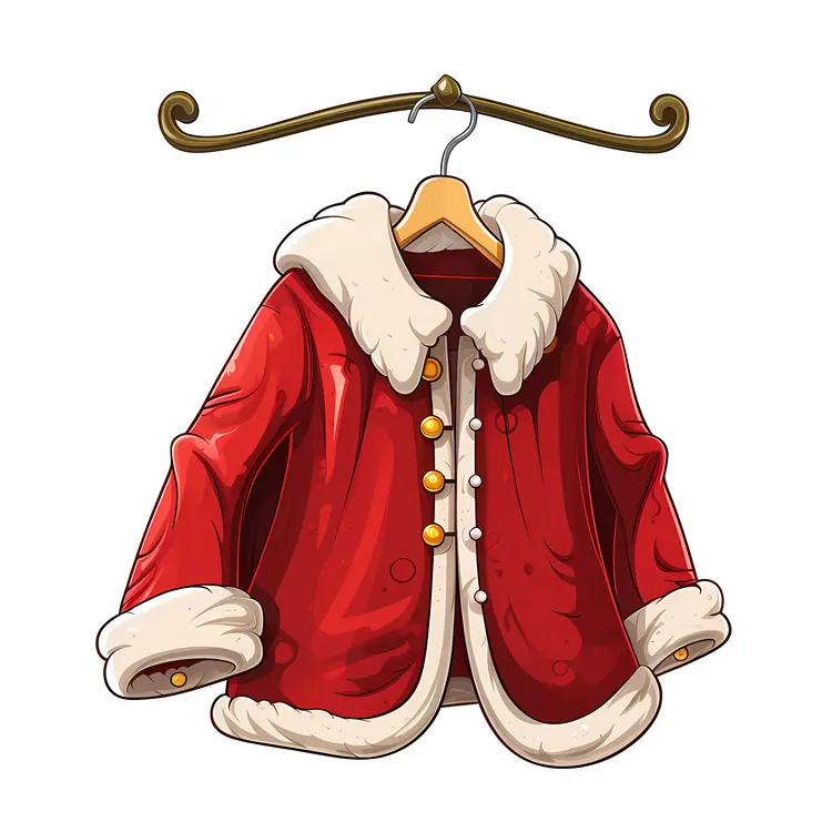 Santa Jacket with White Fur on Hanger