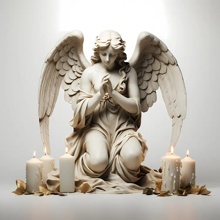 Kneeling Angel Statue with Candles