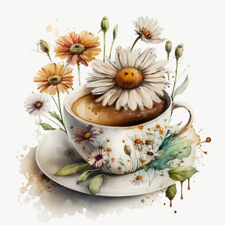 Floral Teacup with Daisies