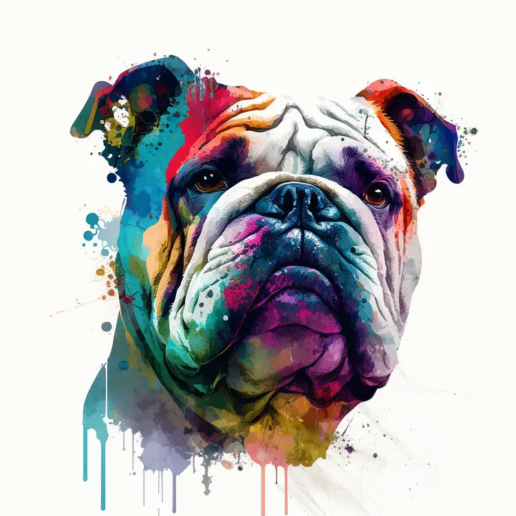 Colorful Watercolor Bulldog Painting