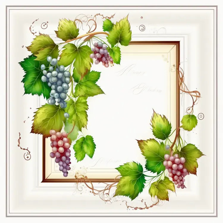 Decorative Grapes and Leaves Frame