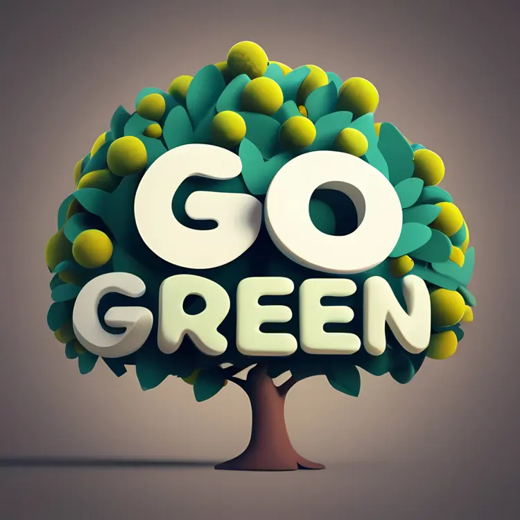 Go Green Sign with Tree and Leaves