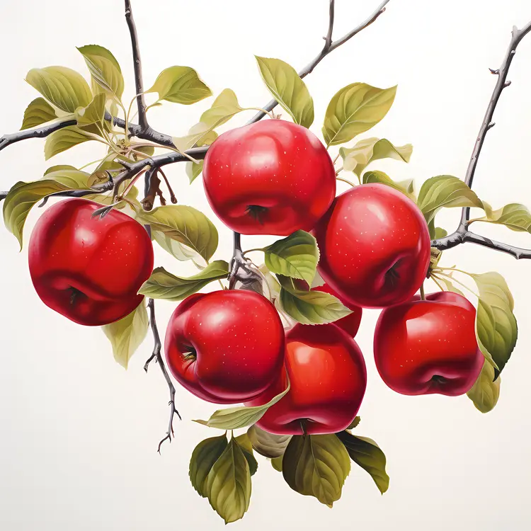 Cluster of Red Apples on Branch
