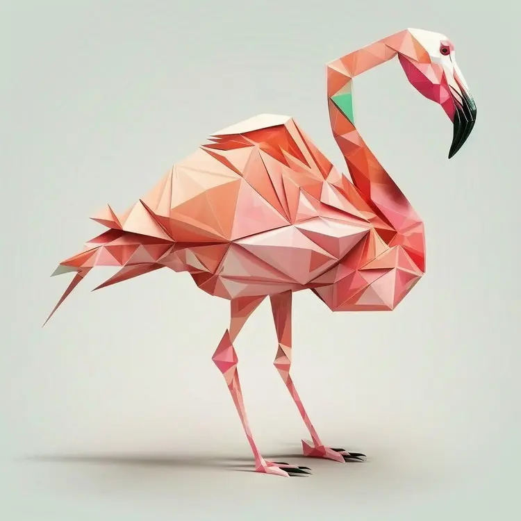 Geometric Origami Flamingo Art
