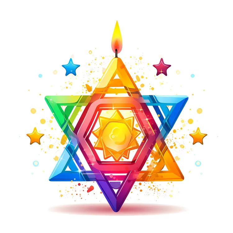 Rainbow Star with Candle