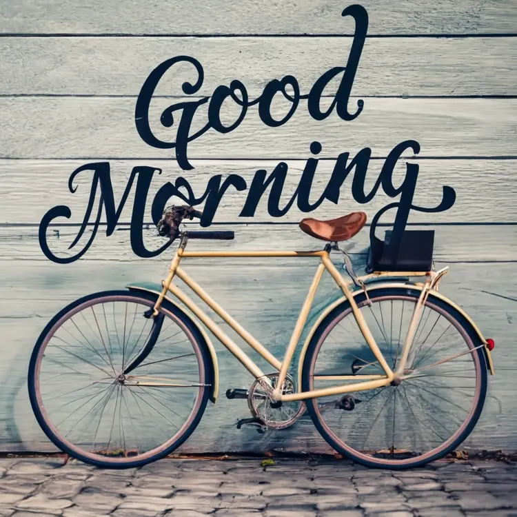 Vintage Bicycle with Good Morning Sign