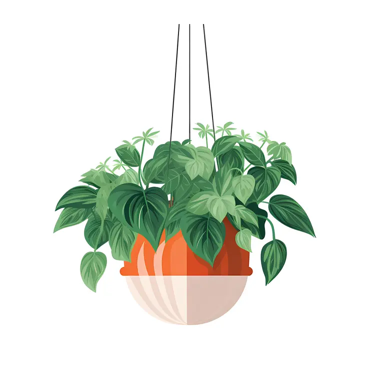 Green Hanging Plant in a Two-Tone Pot
