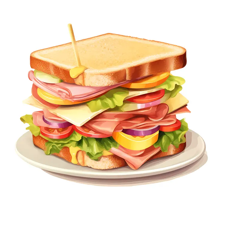 Stacked Sandwich with Ham and Cheese