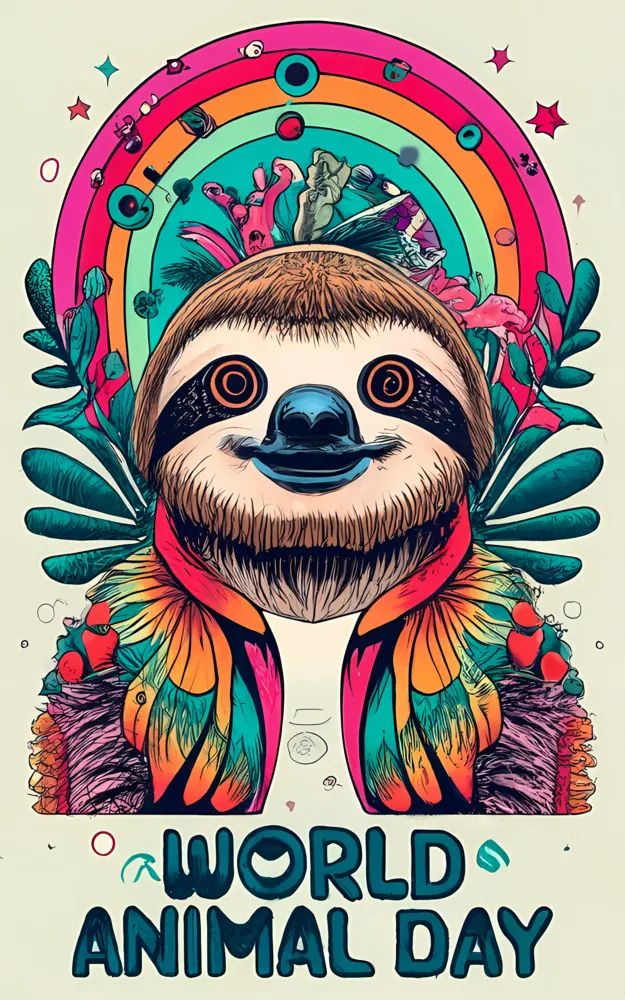 Colorful Sloth for World Animal Day