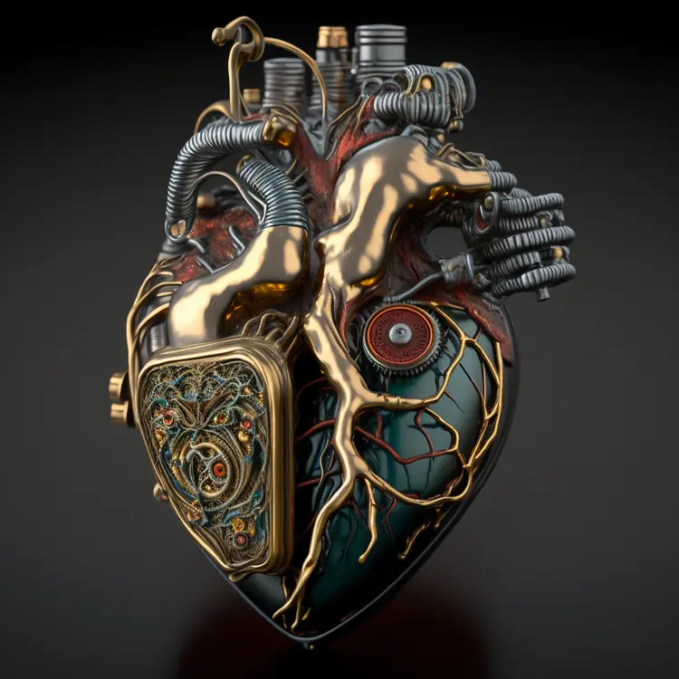 Steampunk Mechanical Heart with Futuristic Design